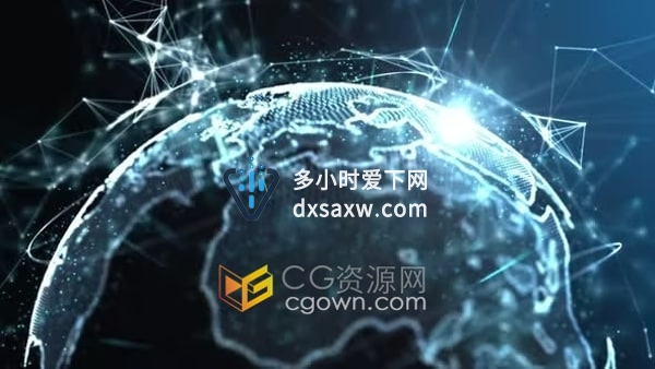3D渲染神经丛结构粒子地球旋转动画科技背景视频素材