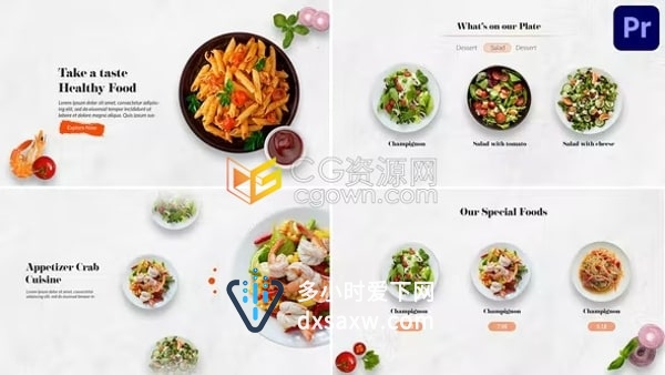 餐厅酒店食物菜单促销介绍图文动画视频宣传片PR模板