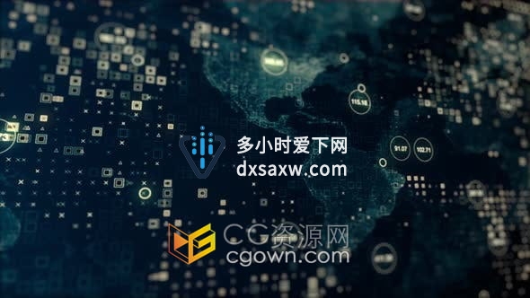 视频素材-数字地图全球网络系统数据信息技术背景