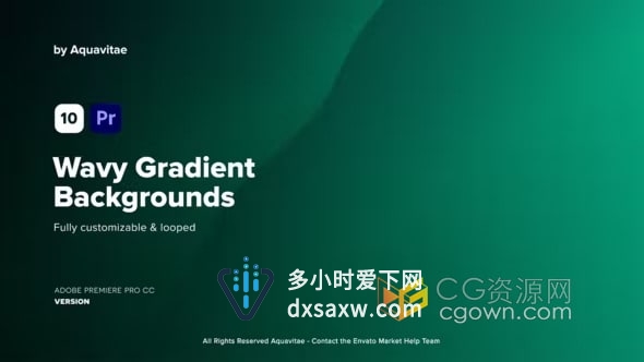 PR模板-10个波浪渐变循环创意背景Wavy Gradient Backgrounds