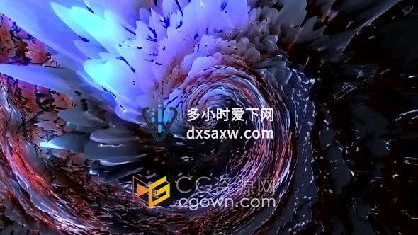 视频素材-淡紫色调液体变化纹理抽象爆炸旋转螺旋形漩涡能量动画背景