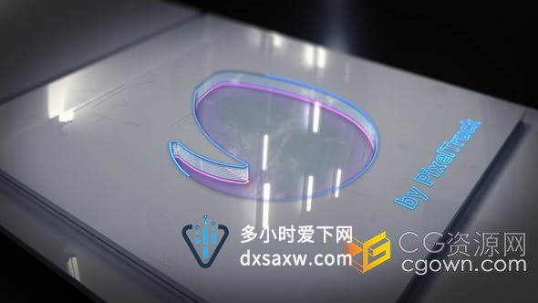 多彩霓虹玻璃镂空时尚企业标志动画AE模板