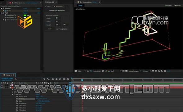 AE创建3D随机直角线条动画脚本 FDG RAL v1.1