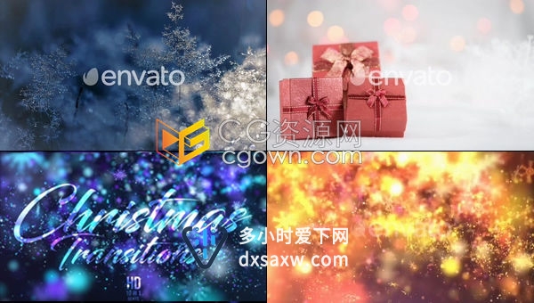 10个浪漫雪花过渡圣诞节魔法星星闪光粒子散景动画转场视频素材