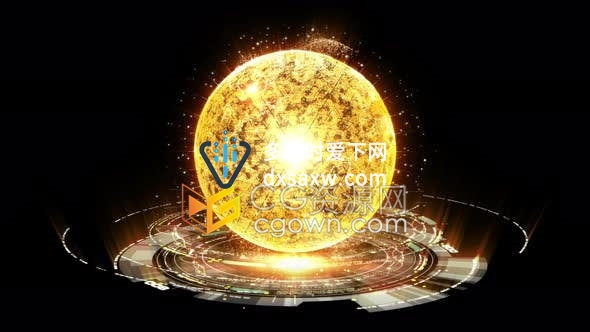 4K视频素材-数字全息图HUD核聚变能量模拟器遥测信息显示图形动画