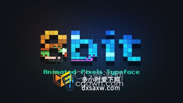 AE脚本-制作复古像素化科技游戏可定制式动画像素字体
