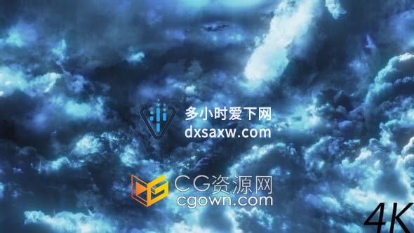 4K分辨率在黑暗云层穿越动画背景视频素材下载