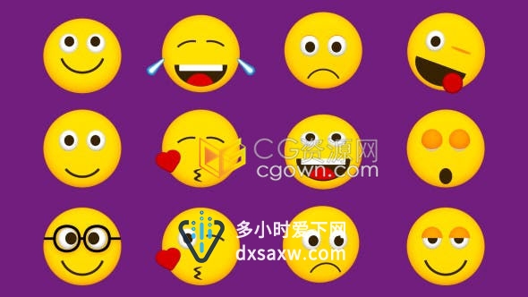 有趣情绪化的emoji动画表情符号手机游戏应用程序表情包视频素材