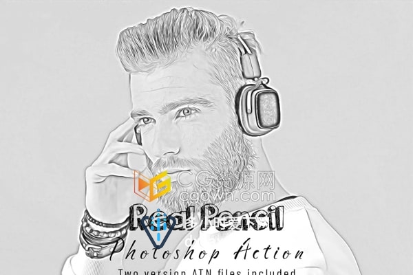 真实铅笔绘画照片效果PS动作Photoshop ATN文件下载