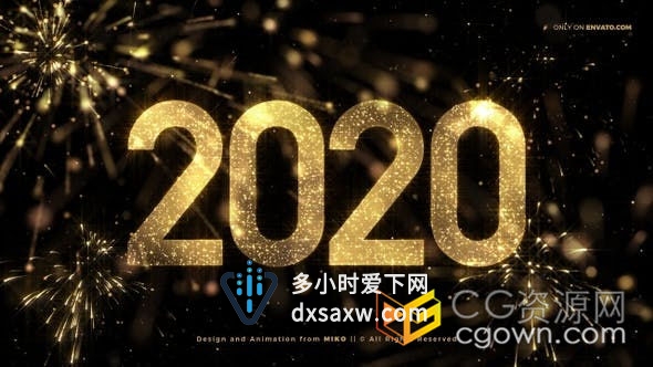 2020年新年10秒倒计时金色闪光飘逸粒子元旦除夕晚会倒数背景视频素材