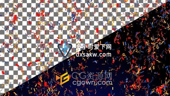 视频素材-爆炸五彩纸屑动画带通道彩带派对节日祝贺元素4K背景