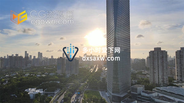 航拍深圳城市建筑夕阳晚霞风光实拍视频素材