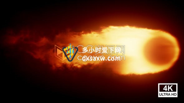 4K火球燃烧火花烟雾迸发特效动画背景视频素材
