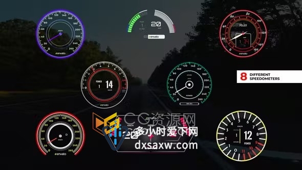 AE模板-汽车加速仪表盘车速表里程表仪表板