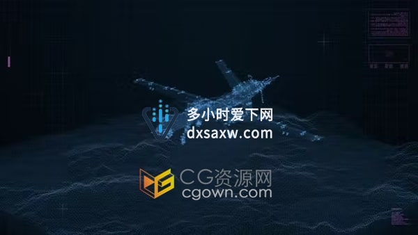 军事军用无人机HUD动画平显扫描AI技术4K分辨率视频素材