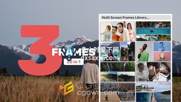 AE模板-分屏效果适合体育视频婚礼旅行和生活相册