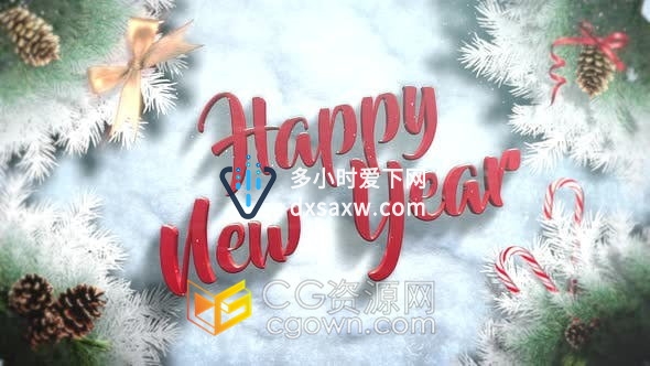 视频素材- 节日装饰图案背景雪花粒子轻舞飞扬新年祝福电子贺卡