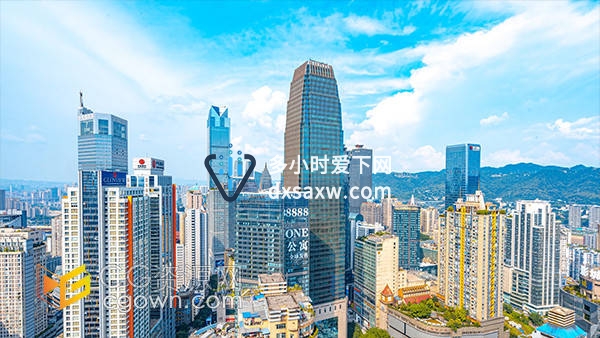 大气重庆解放碑高层俯瞰写字楼商务楼蓝天延时视频素材