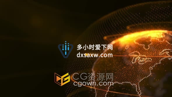 视频素材-旋转行星地球全息图粒子动画科技背景视频素材