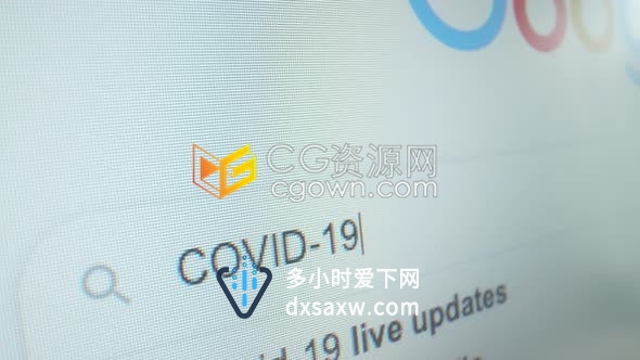 实拍4K分辨率视频素材使用谷歌搜索COVID-19相关信息操作电脑屏幕