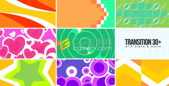 39个彩色图形动画几何形状演变转场视频素材带Alpha通道