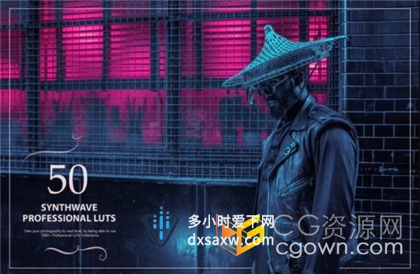 50个复古电音风格Synthwave LUTs独特电影级视频图片调色预设
