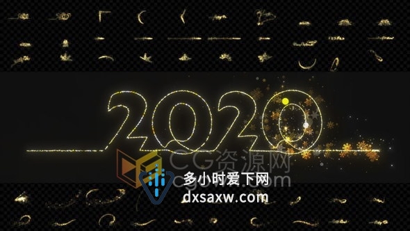 2020年闪耀粒子元素视频新年气氛包括圣诞节主题宣传视频素材下载