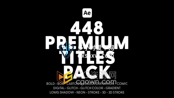 Premium Titles Pack AE模板448个文字标题字幕动画带音效