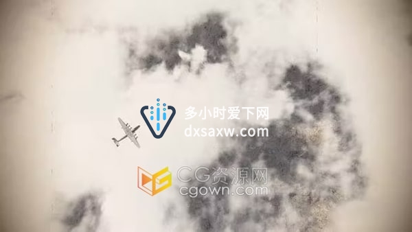 历史上战争轰炸机飞行场景老旧复古动画视频素材下载
