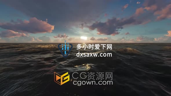 4K视频素材-飞越海镜头3D渲染Fly Over Sea