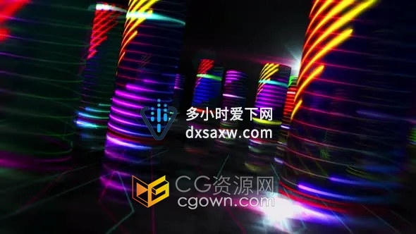 3D虚拟圆形大厦世界飞行未来派网络城市数字技术无缝环动画VJ视频素材