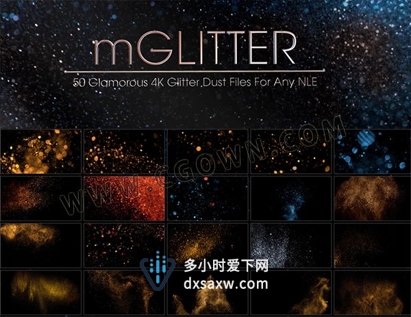 mGlitter视频素材 50组4K分辨率大气华丽闪耀金色粒子飞舞合成素材