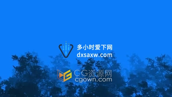 蓝色云雾背景强风树木弯曲摇摆风雨如磐剪影树背景视频素材