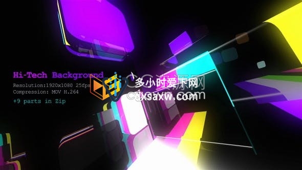 视频素材-多彩led灯光效果DJ夜总会电子高科技vj循环背景