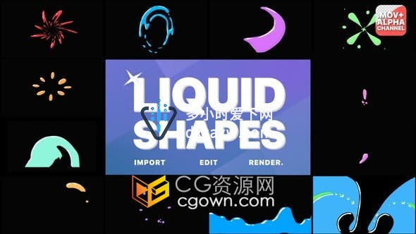 4K分辨率视频素材12组流体飞溅风格图形动画叠加元素