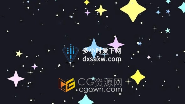 卡通五颜六色金光闪闪的星星划过天空穿越星辰视频素材