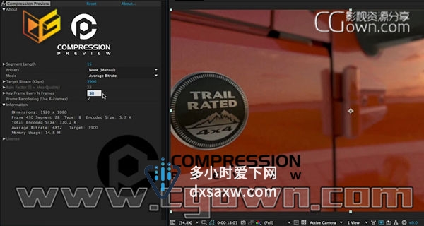 AE插件 Compression Preview v1.0 工程质量预览插件