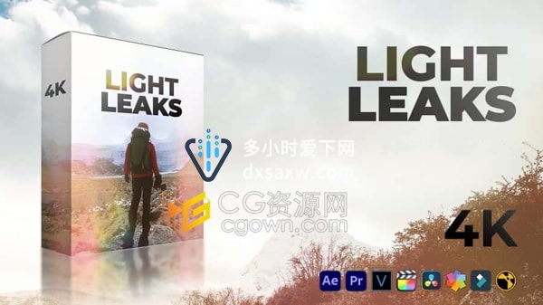 Light Leaks 4K分辨率视频素材61组镜头漏光闪烁光效叠加动画效果