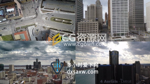 4组镜头实拍城市商业街俯拍交通办公楼视频素材下载