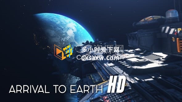 视频素材-太空飞船向地球飞行巡洋舰行星护卫舰旅行动画视频