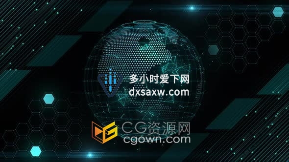 高科技HUD地球仪网络数据未来派背景视频Vj素材