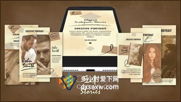 AE模板-手机端竖屏场景展示优雅肖像专辑小视频相册开场