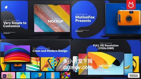 AE模板-深色主题现代艺术品展示3d设备广告笔记本电脑产品网络宣传