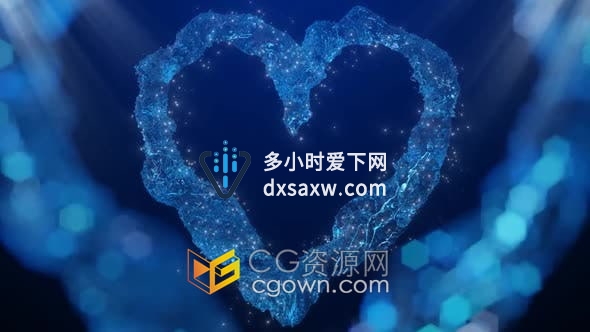 4K优雅美丽蓝心背景视差效果浪漫婚礼聚会视频素材