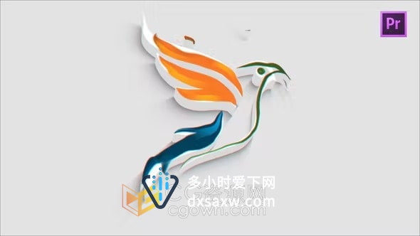 PR标志模板-3D挤压标志轮廓波浪飞溅动画效果创意公司LOGO片头