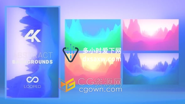 4K视频素材-抽象3D艺术山形背景多彩色渐变循环动画VJ素材视频
