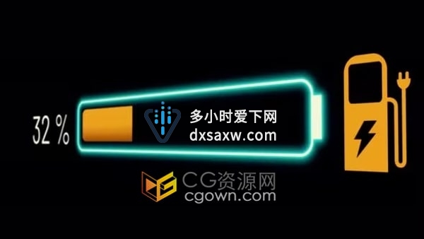 电动汽车电池快速充电演示图形动画视频素材下载
