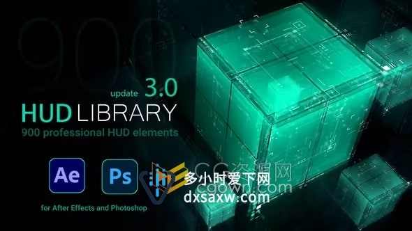 HUD Library 3.0 AE脚本900+高科技感线条UI界面屏幕全息动画预设附加AE工程版