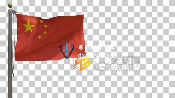 带Alpha通道旗杆上飘扬的国旗五星红旗视频素材