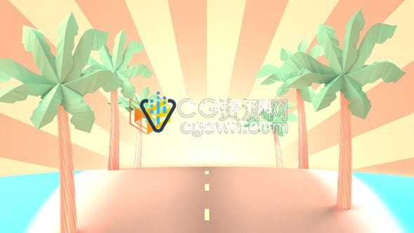 夏季公路旅行3d动画背景儿童电视节目旅行频道户外探险休闲活动视频素材